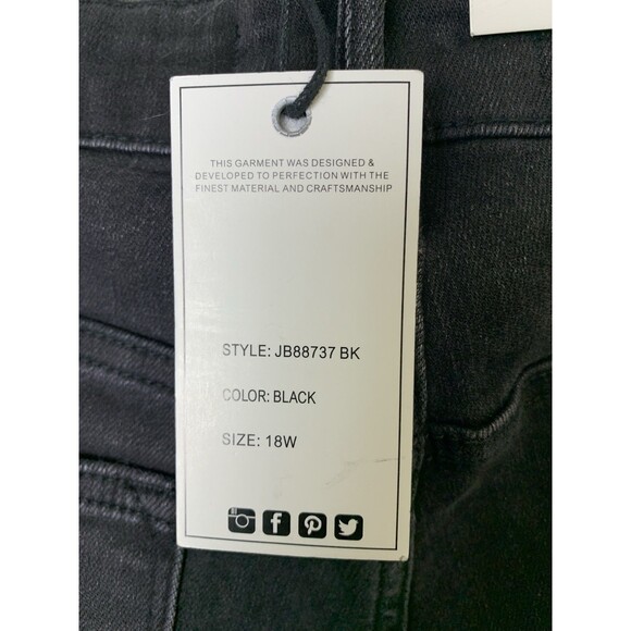 Judy Blue Jeans Womans 18W Black High Waist Rigid Magic Distressed 90's Straight - Picture 5 of 16